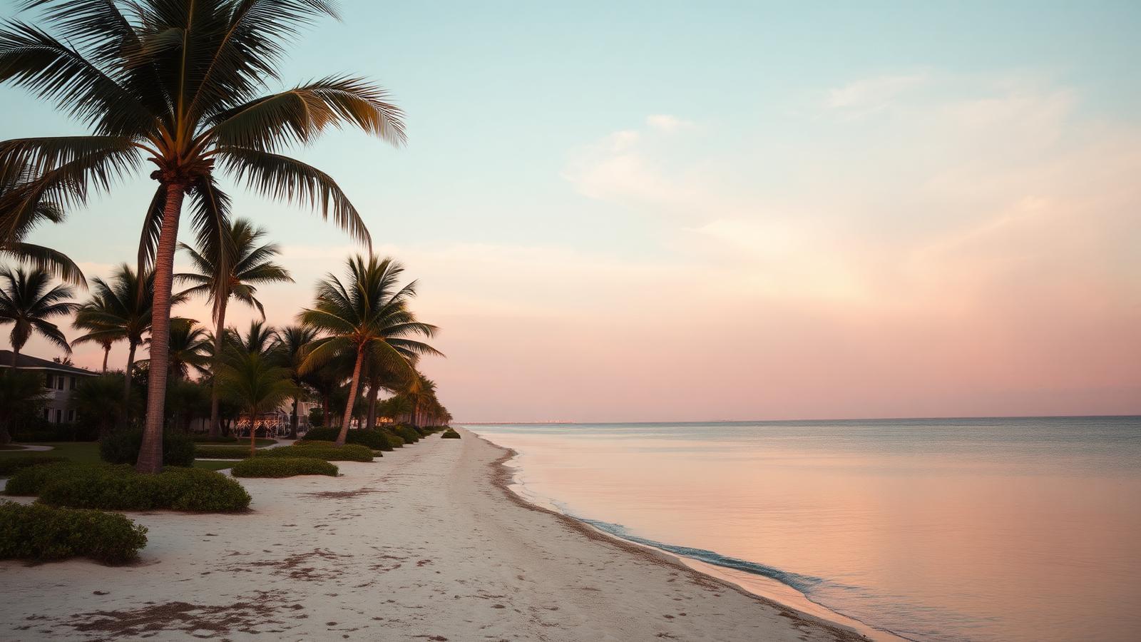 Southwest Florida coastline at sunset